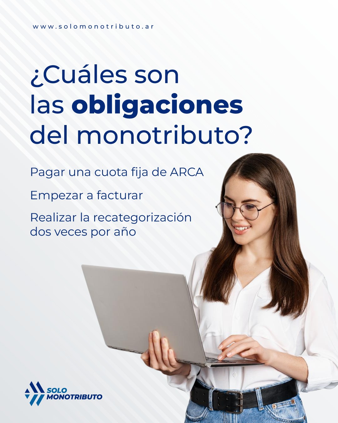 Sabemos que tu prioridad es tu trabajo y la nuestra ¡simplificar el tuyo! Solo Monotributo es una solución simple, accesible e integral para todos los monotributistas.

👇 Te ayudamos a formalizarte hoy mismo. Consultanos

📲 11-5155-4233
📧 info@solomonotributo.ar
📬 Mensaje privado

#arca #facturacion #afip #solomonotributo #obligaciones #monotributo